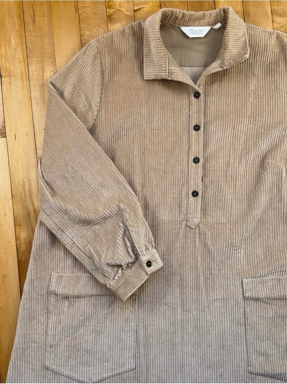TOAST Corduroy Shirt Dress Beige Size 16 - Picture 3 of 8
